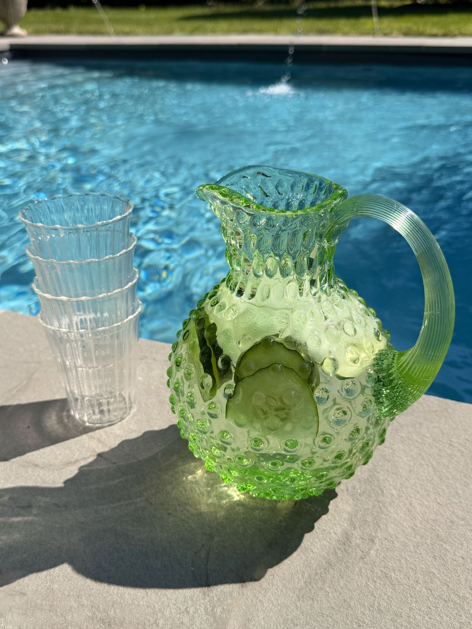 Hobnail Glass Pitcher, 2L