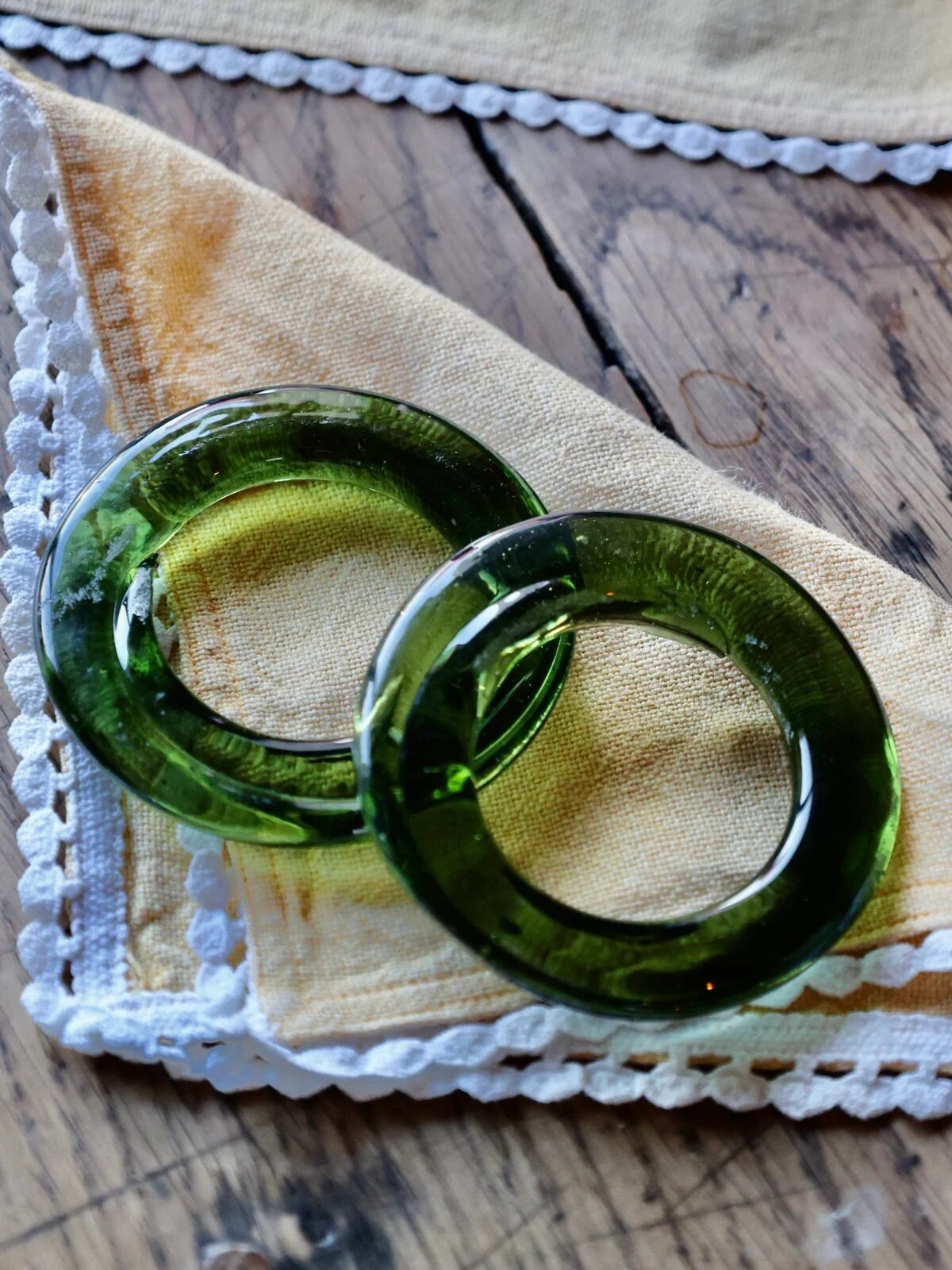 Green Napkin Ring Holder Tunisian Glass